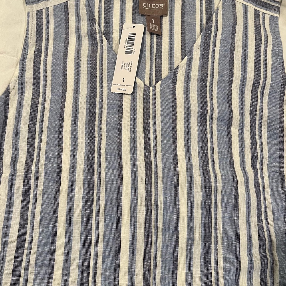 Chico's Blue Striped linen dress